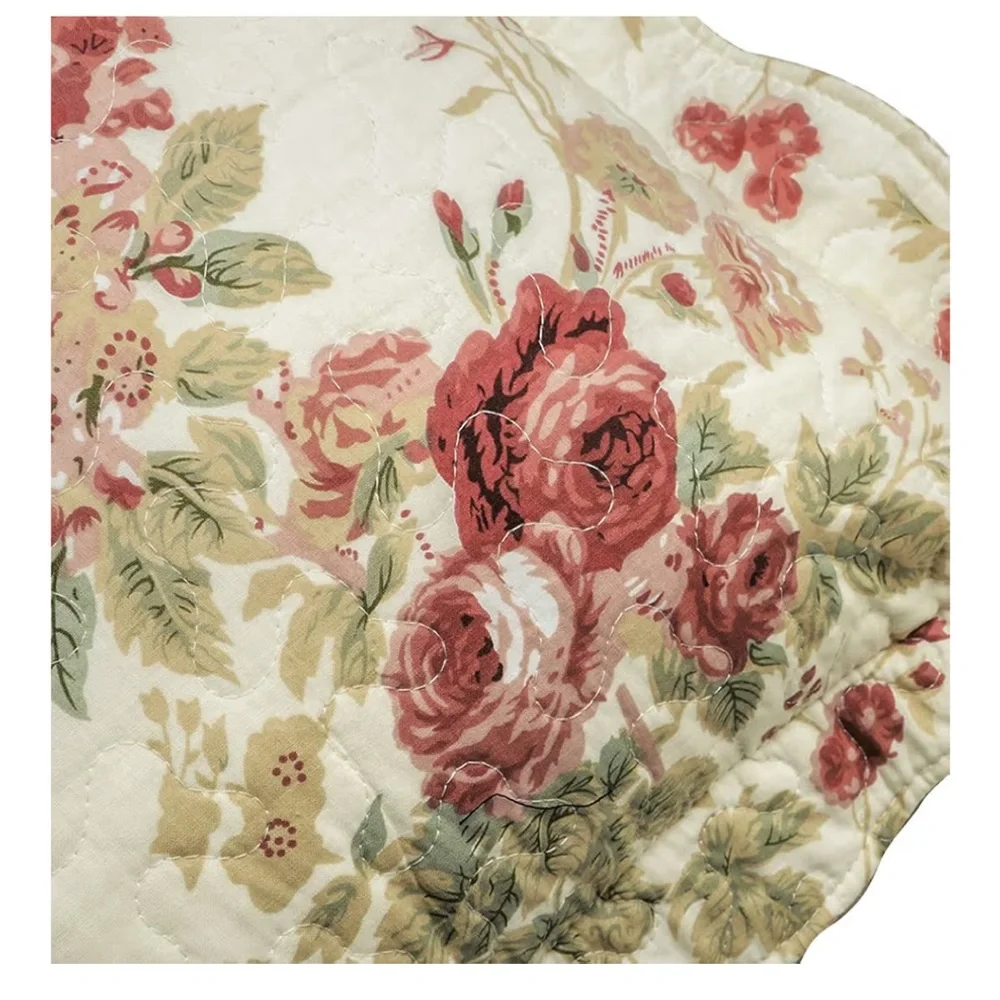 Boho Farmhouse Floral Patchwork 100% Cotton Quilted Decorative Shams (2-pack)